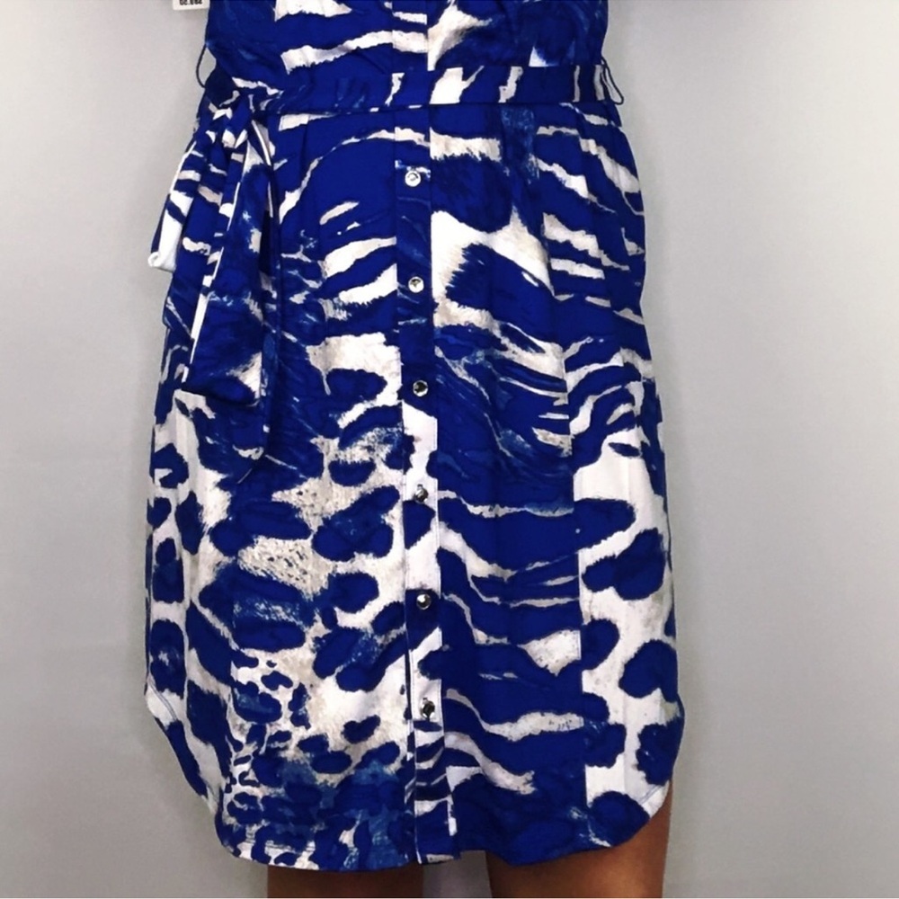 INC International Concept Button Up Midi Dress Sleeveless Blue Belt Button - Picture 4 of 9